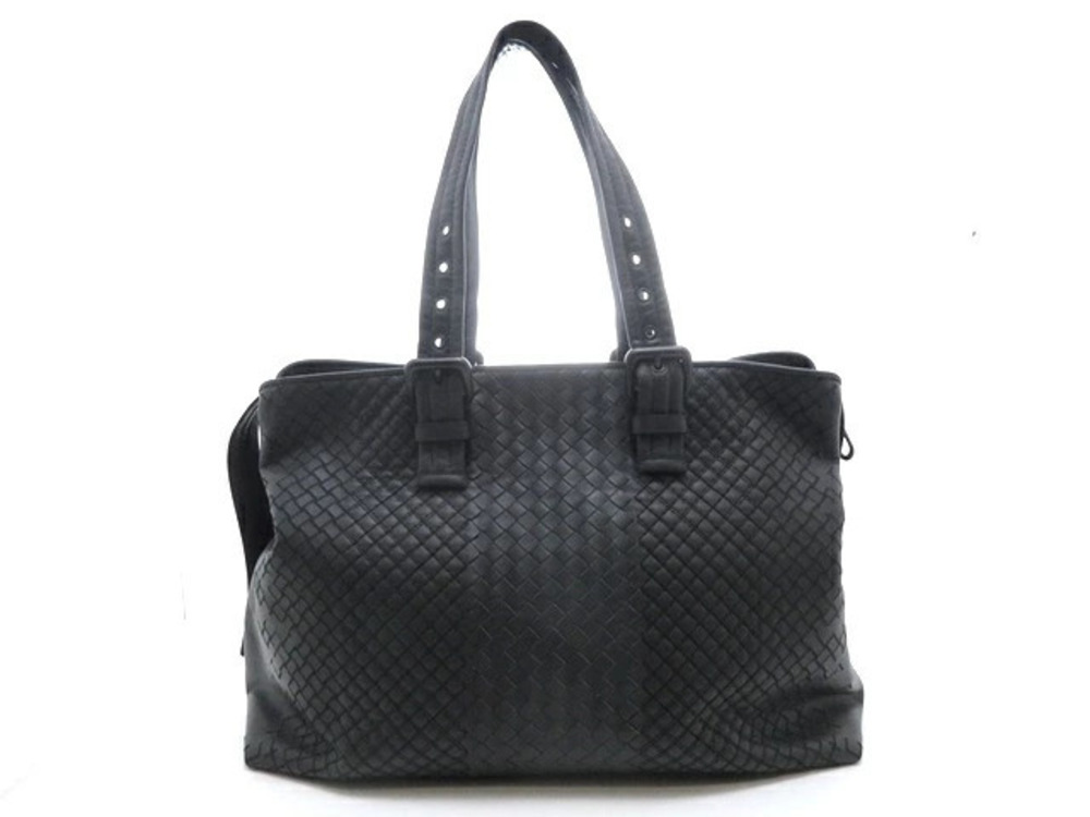 BOTTEGA VENETA Intrecciato Shoulder Tote Bag Gray Calfskin